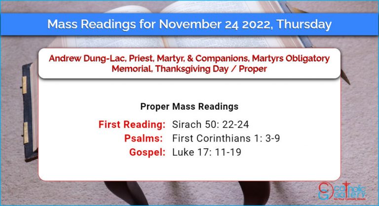 Daily Mass Readings for Thursday, 24 November 2022 – Proper