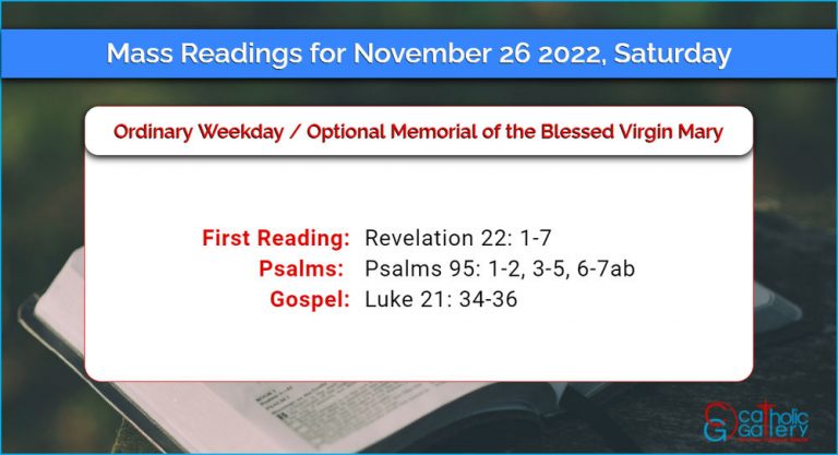 Daily Mass Readings for Saturday, 26 November 2022