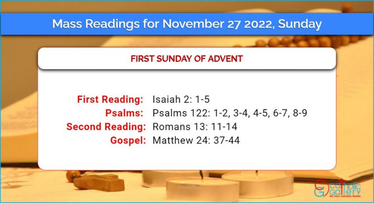 Daily Mass Readings for Sunday, 27 November 2022