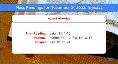 Daily Mass Readings for Tuesday, 29 November 2022
