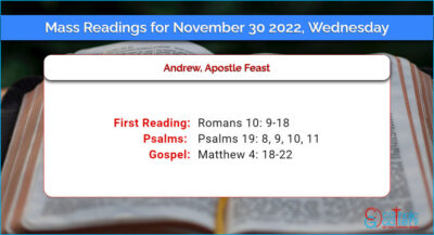 Daily Mass Readings for Wednesday, 30 November 2022