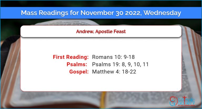 Daily Mass Readings for Wednesday, 30 November 2022