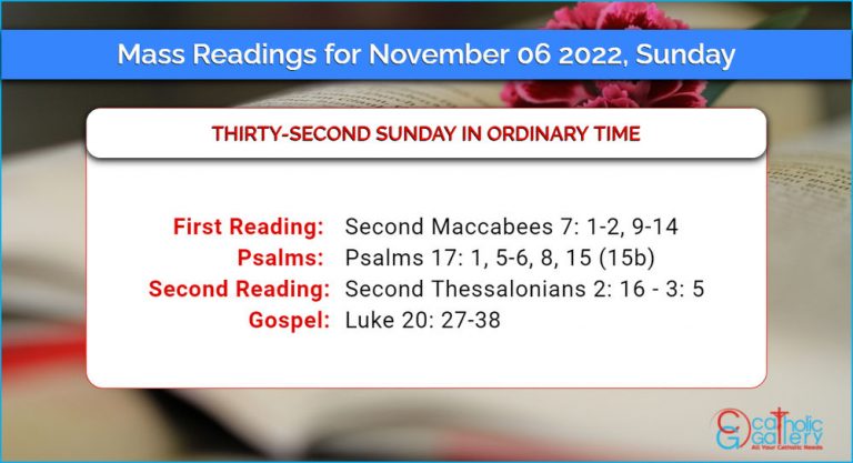 Daily Mass Readings for Sunday, 6 November 2022