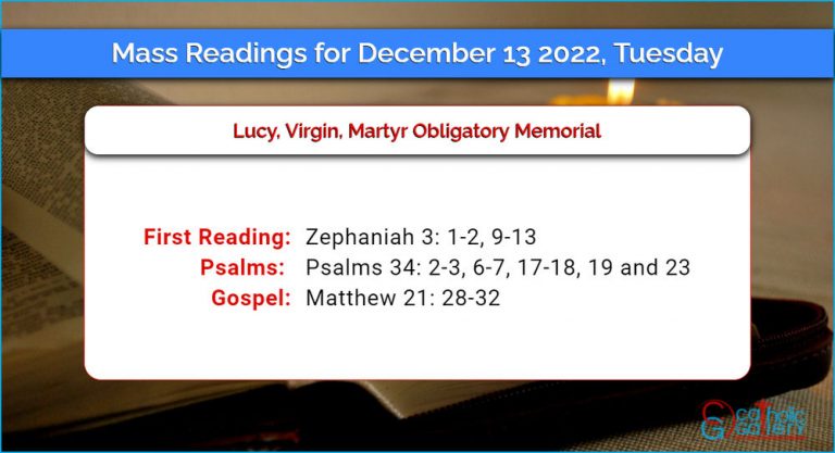 Daily Mass Readings for Tuesday, 13 December 2022