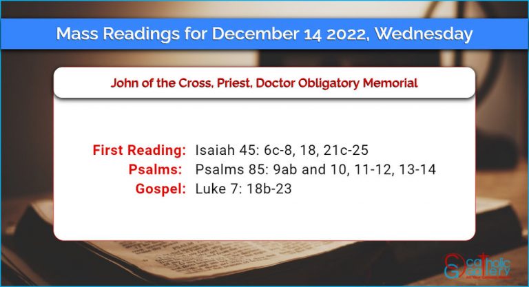 Daily Mass Readings for Wednesday, 14 December 2022