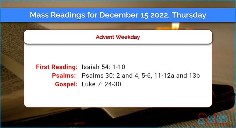 Daily Mass Readings for Thursday, 15 December 2022