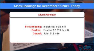 Daily Mass Readings for Friday, 16 December 2022