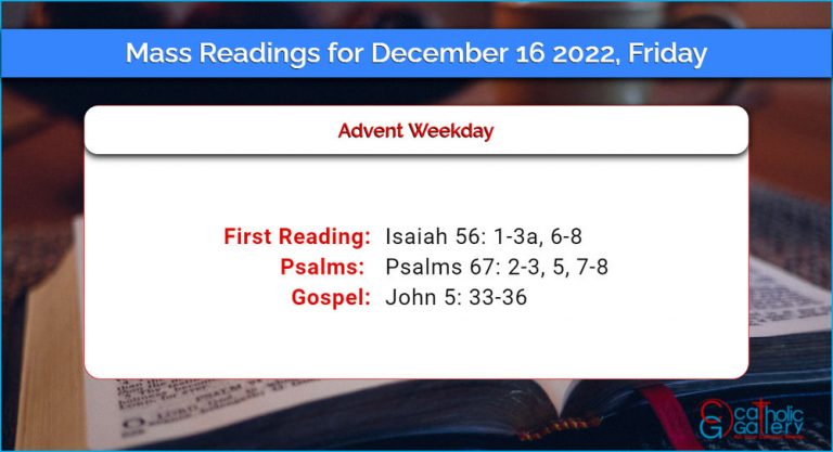 Daily Mass Readings for Friday, 16 December 2022