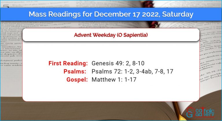 Daily Mass Readings for Saturday, 17 December 2022