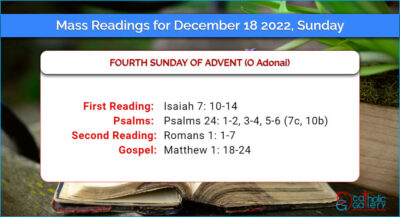 Daily Mass Readings for Sunday, 18 December 2022
