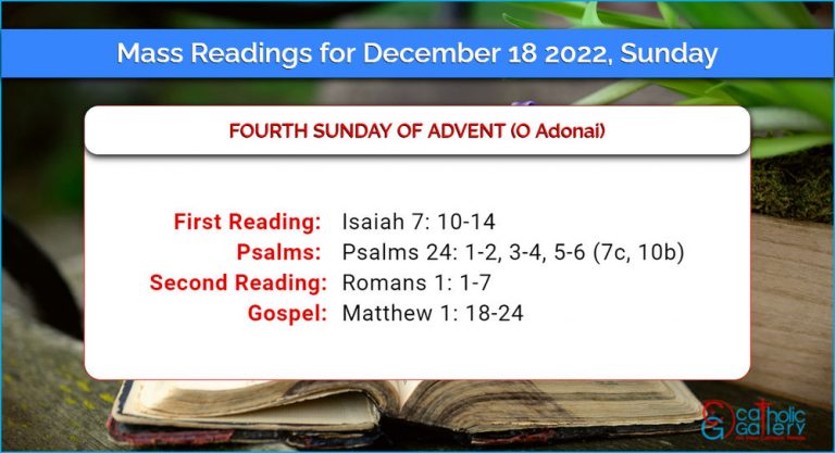 Daily Mass Readings for Sunday, 18 December 2022