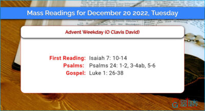 Daily Mass Readings for Tuesday, 20 December 2022