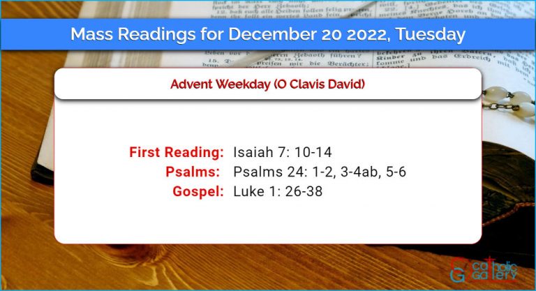 Daily Mass Readings for Tuesday, 20 December 2022
