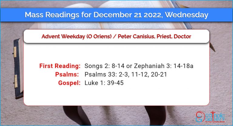 Daily Mass Readings for Wednesday, 21 December 2022