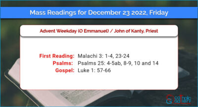 Daily Mass Readings for Friday, 23 December 2022