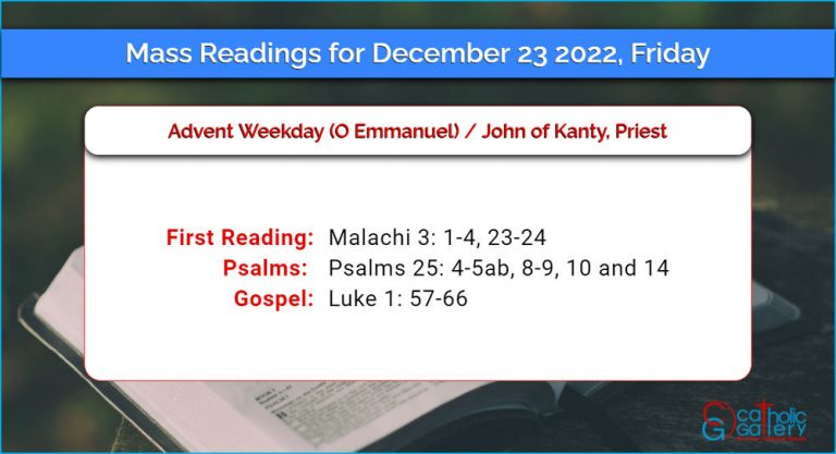 Daily Mass Readings for Friday, 23 December 2022