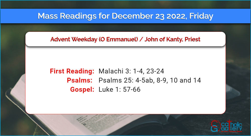 Daily Mass Readings 23 December 2022 Friday