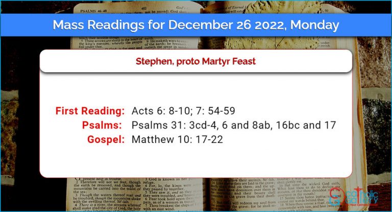 Daily Mass Readings for Monday, 26 December 2022