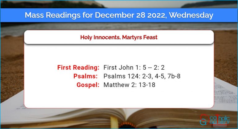 Daily Mass Readings for Wednesday, 28 December 2022