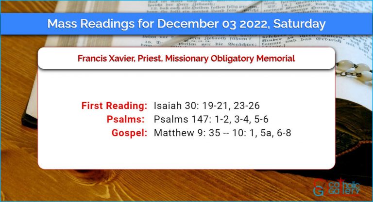 Daily Mass Readings for Saturday, 3 December 2022