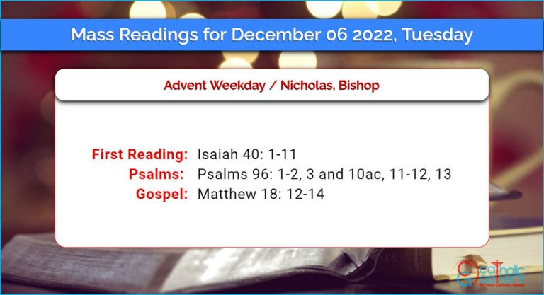 Daily Mass Readings for Tuesday, 6 December 2022