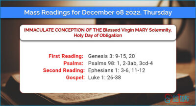 Daily Mass Readings for Thursday, 8 December 2022