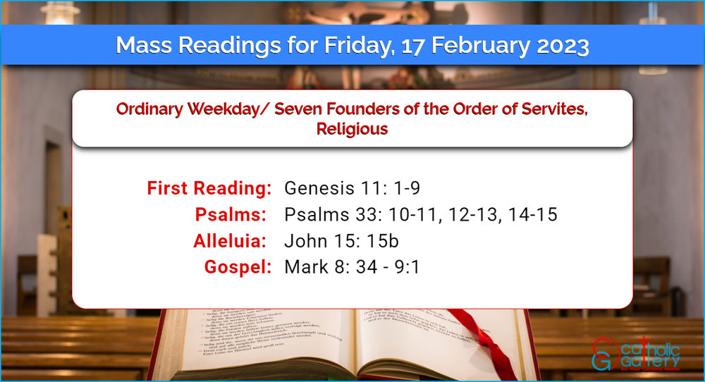 Daily Mass Readings 17th February 2023, Friday
