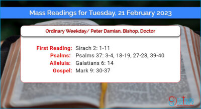 Daily Mass Readings for Tuesday, 21 February 2023