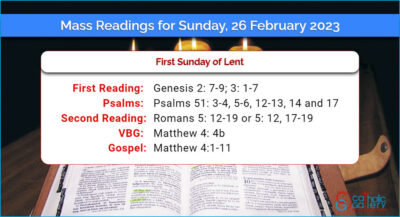 Daily Mass Readings for Sunday, 26 February 2023