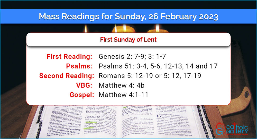 Daily Mass Readings for Sunday, 26 February 2023 - Catholic Gallery