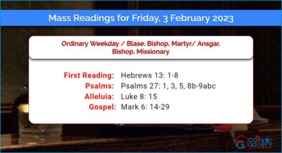 Daily Mass Readings for Friday, 3 February 2023