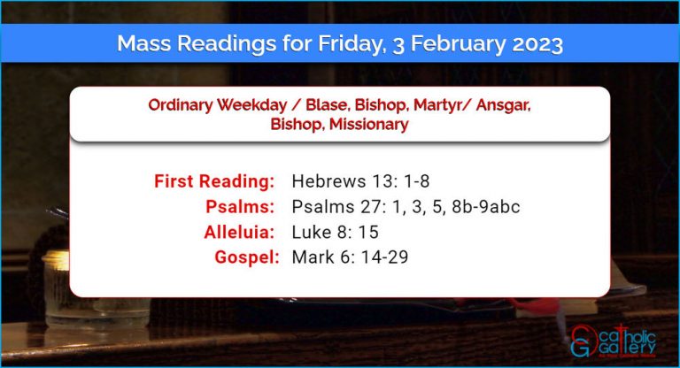 Daily Mass Readings for Friday, 3 February 2023