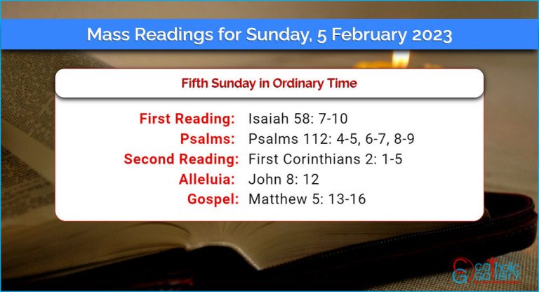 Daily Mass Readings for Sunday, 5 February 2023