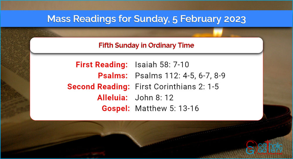 Daily Mass Readings For Sunday 5 February 2023 Catholic Gallery