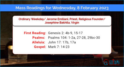 Daily Mass Readings for Wednesday, 8 February 2023