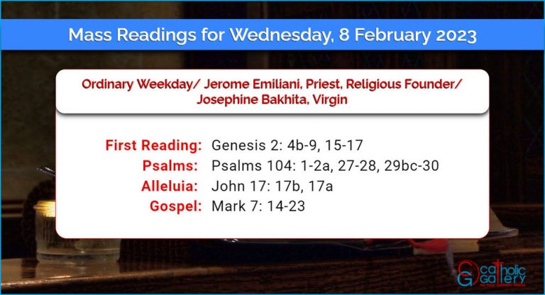 Daily Mass Readings for Wednesday, 8 February 2023