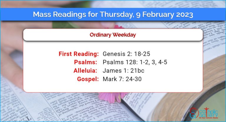 Daily Mass Readings for Thursday, 9 February 2023