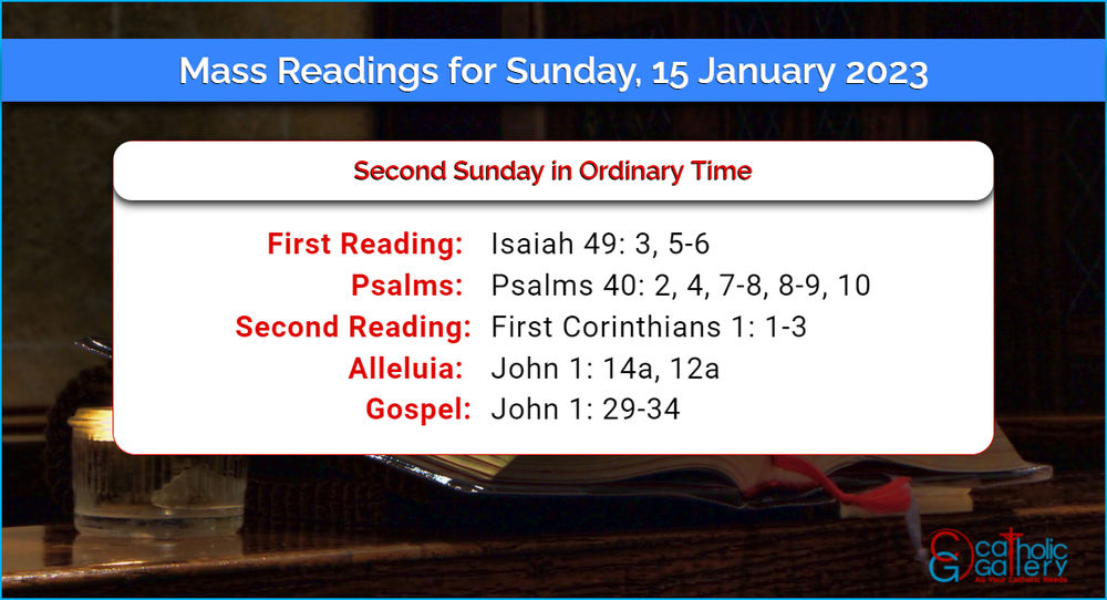 Daily Mass Readings For Sunday 15 January 2023 Catholic Gallery