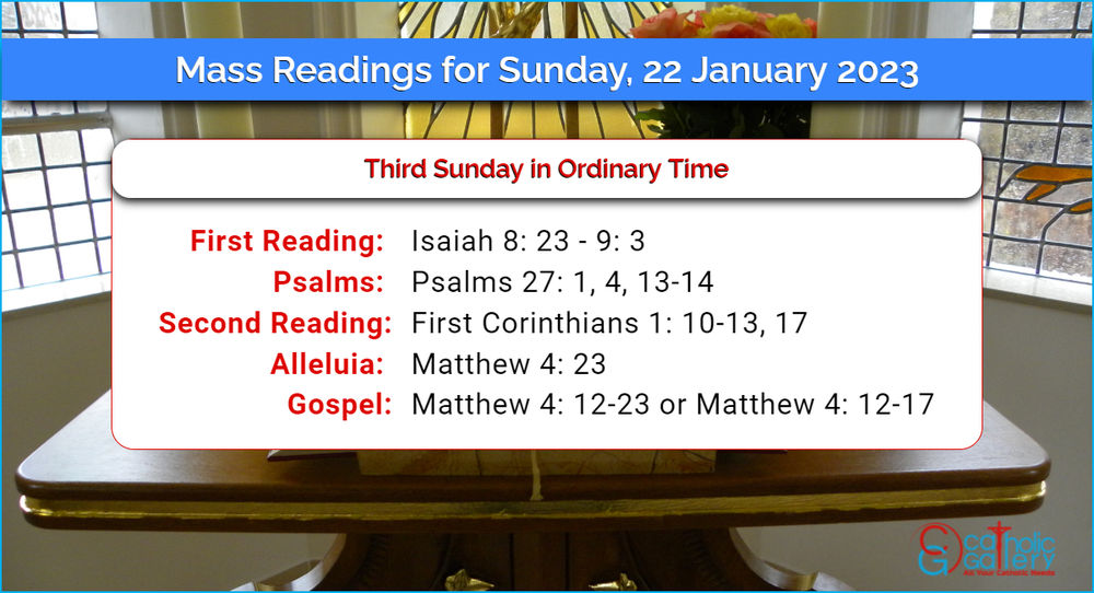 Daily Mass Readings 22nd January 2023, Sunday