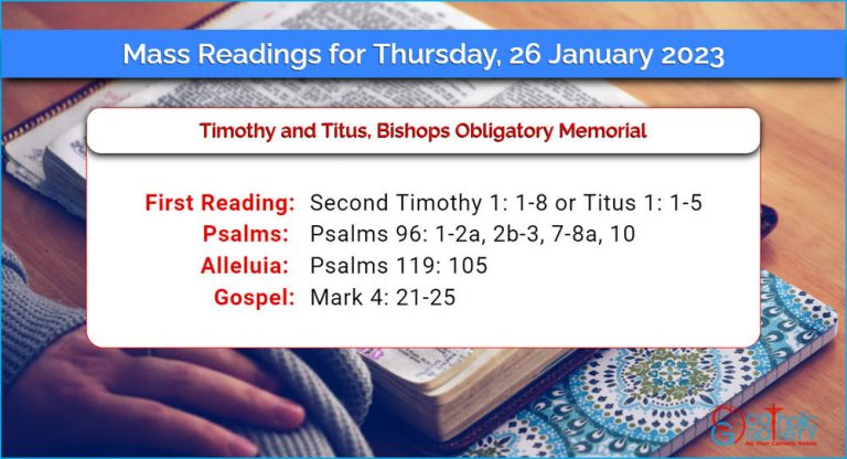 Daily Mass Readings for Thursday, 26 January 2023