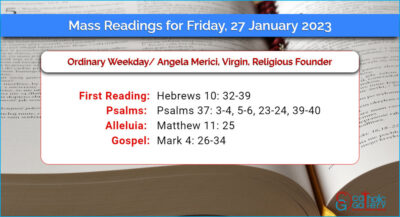 Daily Mass Readings for Friday, 27 January 2023