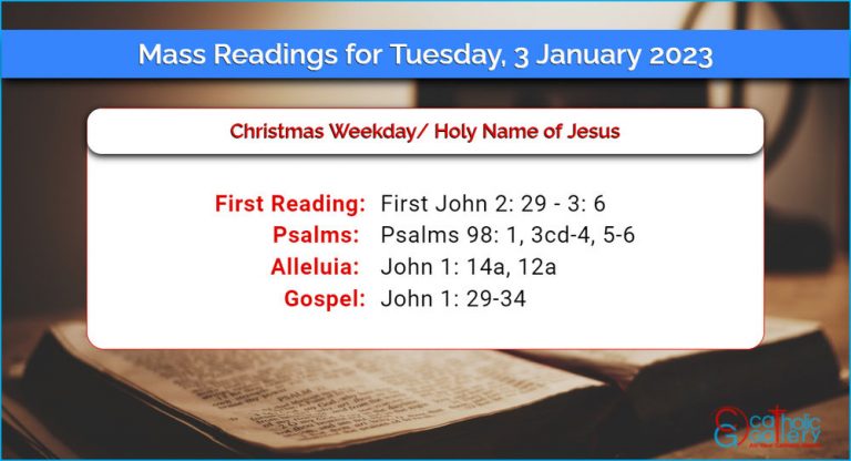 Daily Mass Readings for Tuesday, 3 January 2023