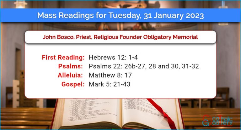 Daily Mass Readings for Tuesday, 31 January 2023