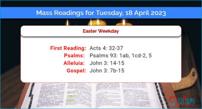 Daily Mass Readings for Tuesday, 18 April 2023