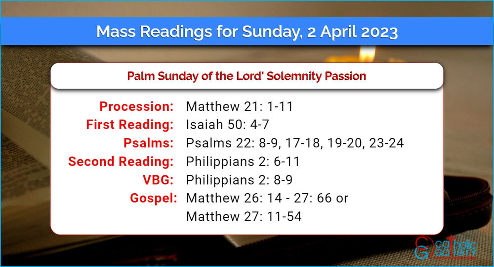 Daily Mass Readings for Sunday, 2 April 2023 Catholic Gallery