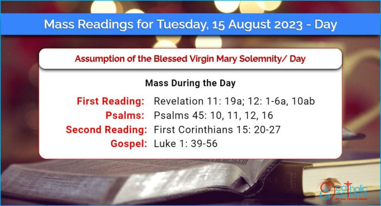 Daily Mass Readings for Tuesday, 15 August 2023 – Day