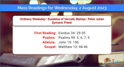 Daily Mass Readings for Wednesday, 2 August 2023