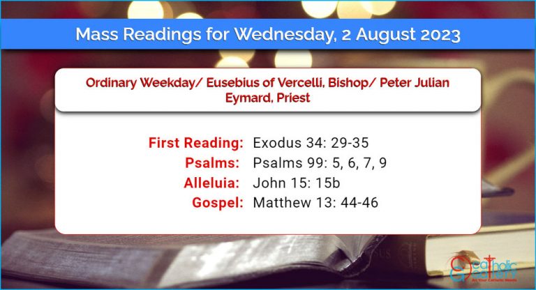 Daily Mass Readings for Wednesday, 2 August 2023