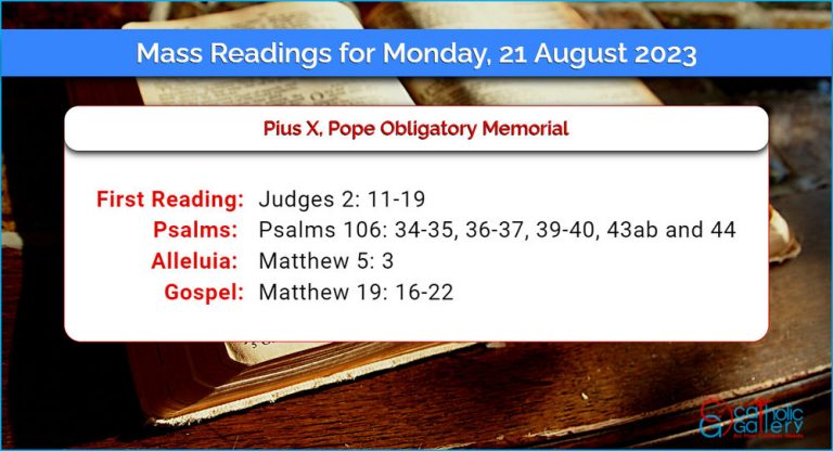 Daily Mass Readings for Monday, 21 August 2023