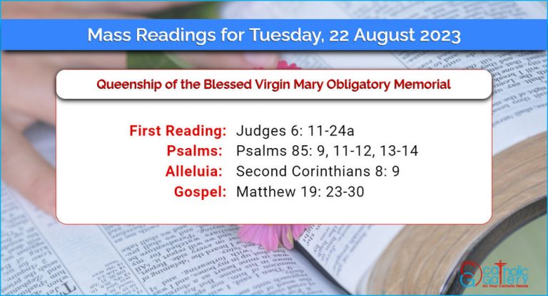 Daily Mass Readings for Tuesday, 22 August 2023